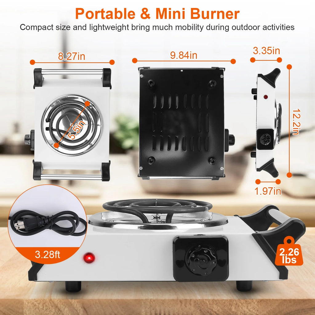1000W Electric Single Burner Portable Hot Plate with 5 Temperature Adjustments L2750