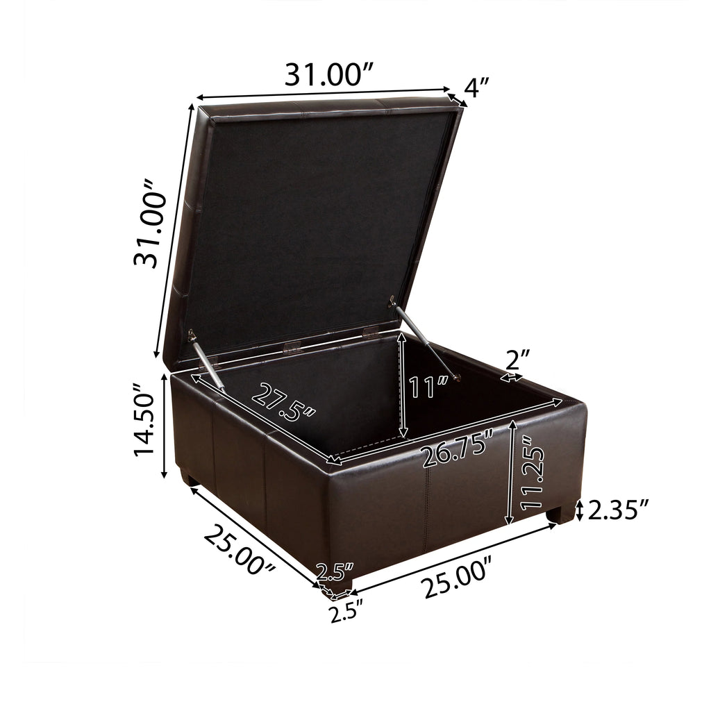 Espresso Bonded Leather Storage Ottoman L811513