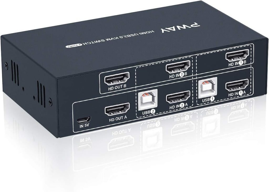 2 Port Dual Monitor HDMI KVM Switch 4K@30Hz W195