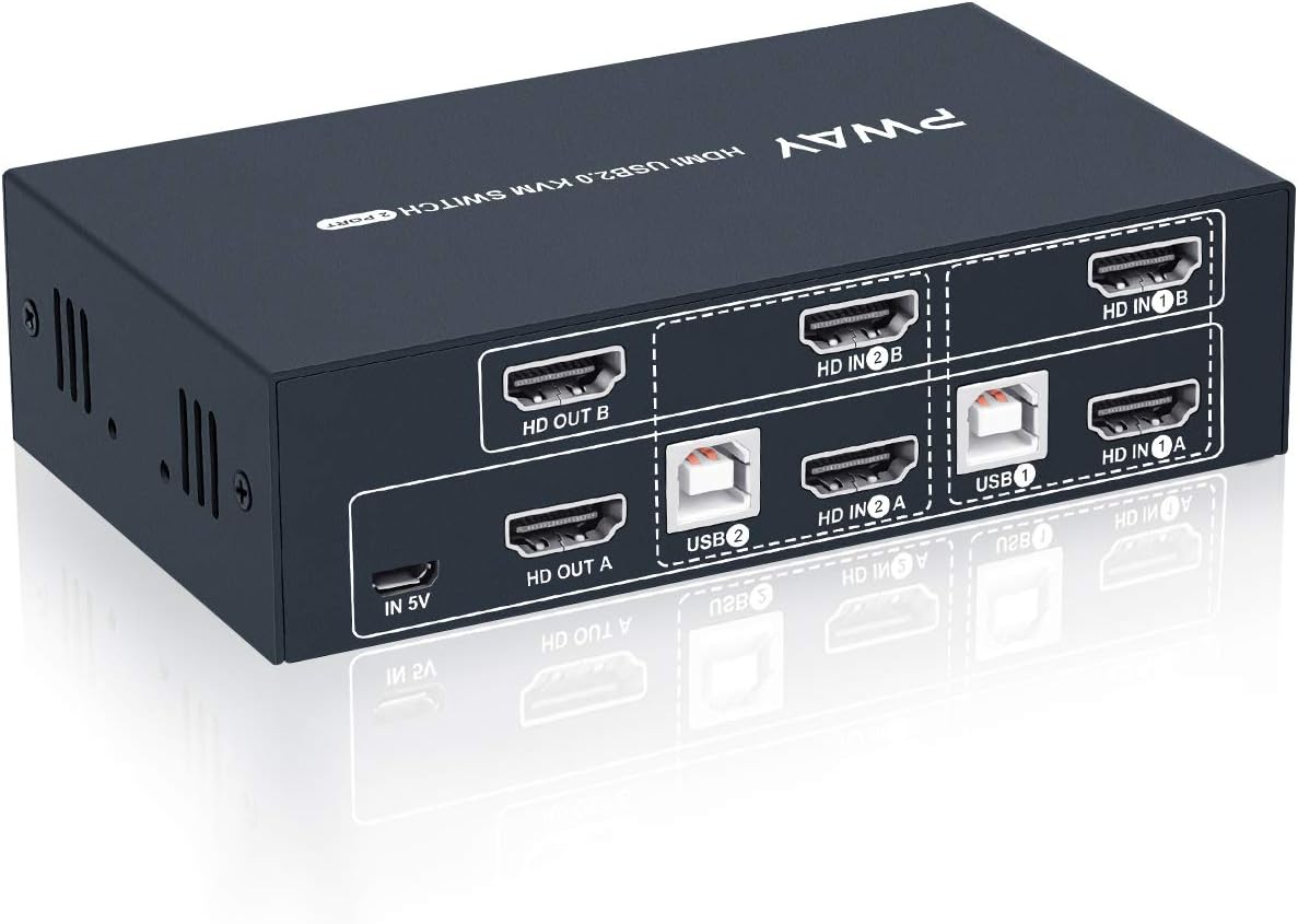 2 Port Dual Monitor HDMI KVM Switch 4K@30Hz W195