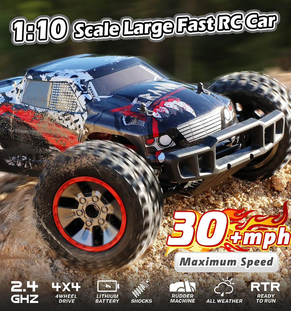 1:10 Scale 4WD Off Road RC Monster Truck with 2 Battery E728144