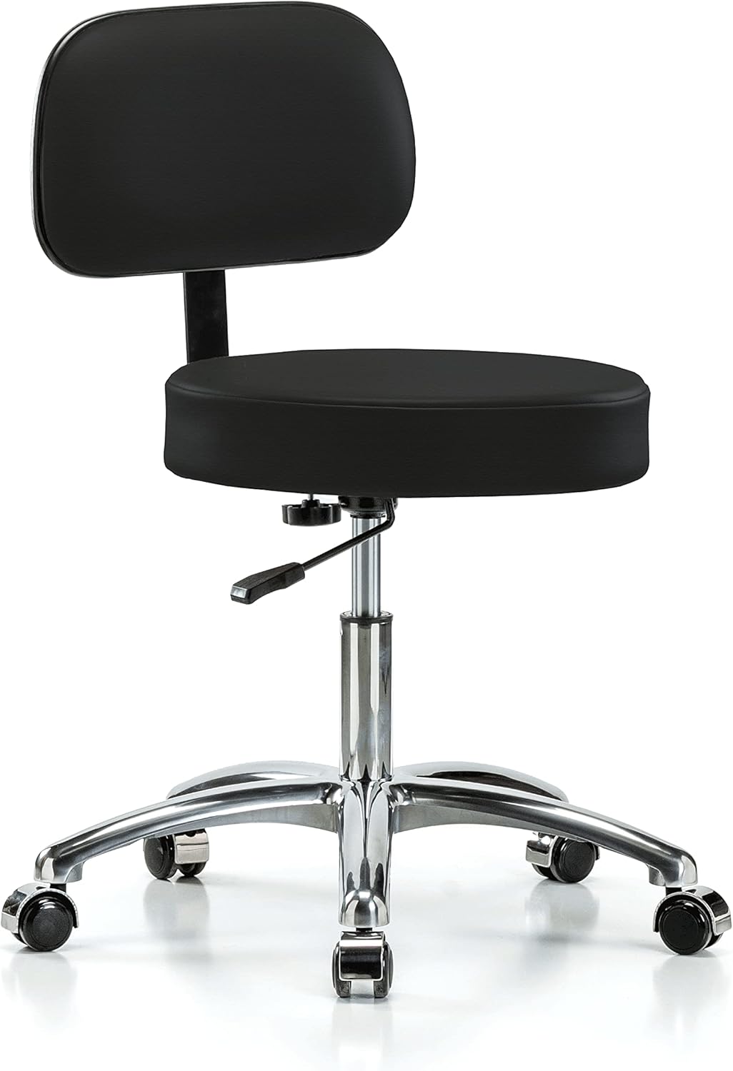 Chrome Height Adjustable Exam Stool with Back S323