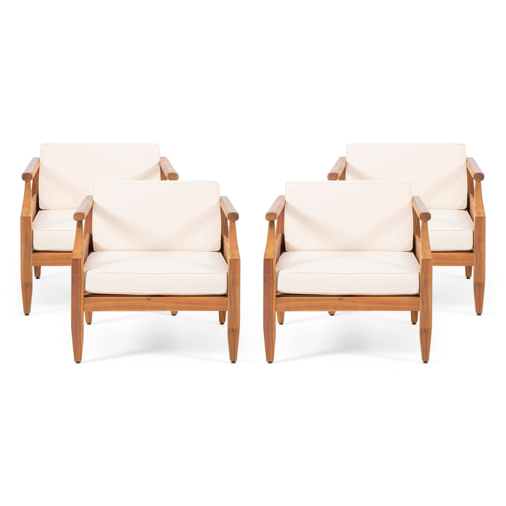 Acacia Wood Club Chair with Cushion Set of 4 S939