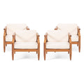 Acacia Wood Club Chair with Cushion Set of 4 S939