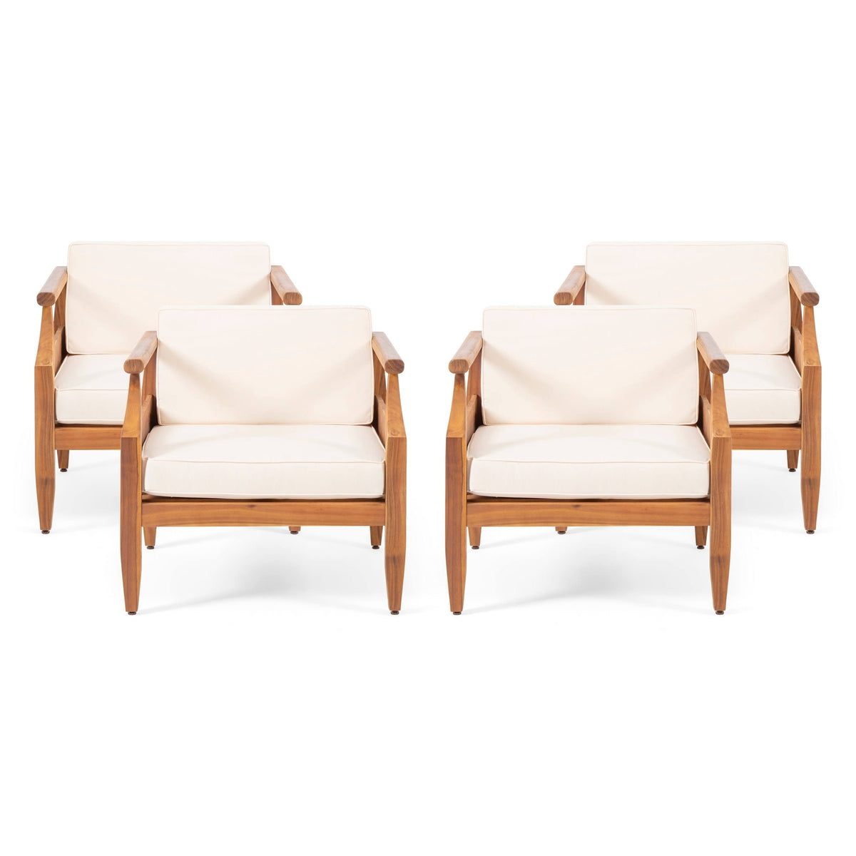 Acacia Wood Club Chair with Cushion Set of 4 S939
