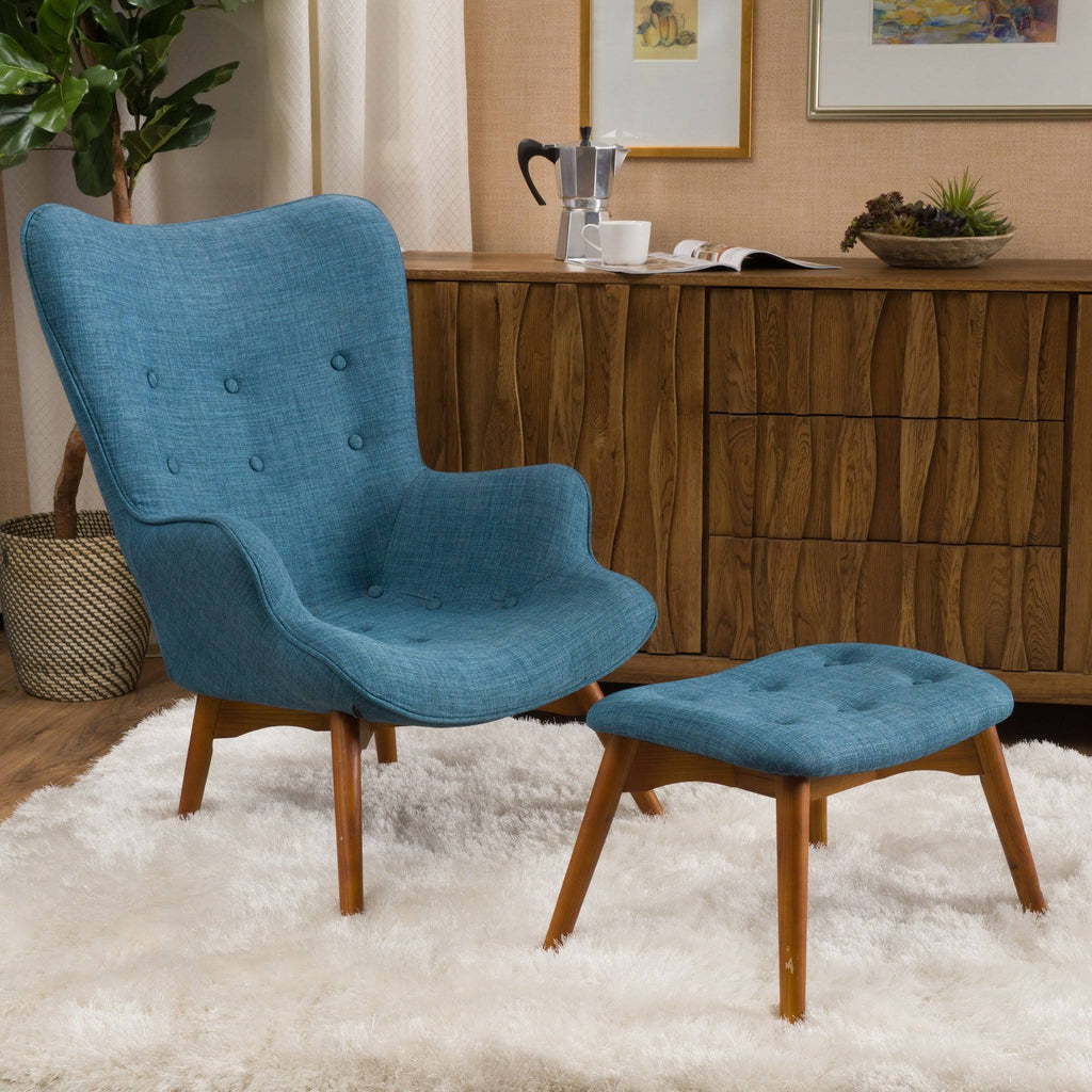 Mid Century Modern Contour Chair with Footstool Z349070