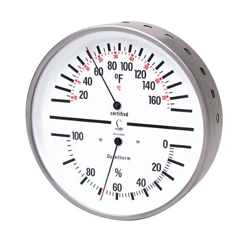 Humidity and Temperature Dial Indicator with White Face and Stainless Steel Case H618692