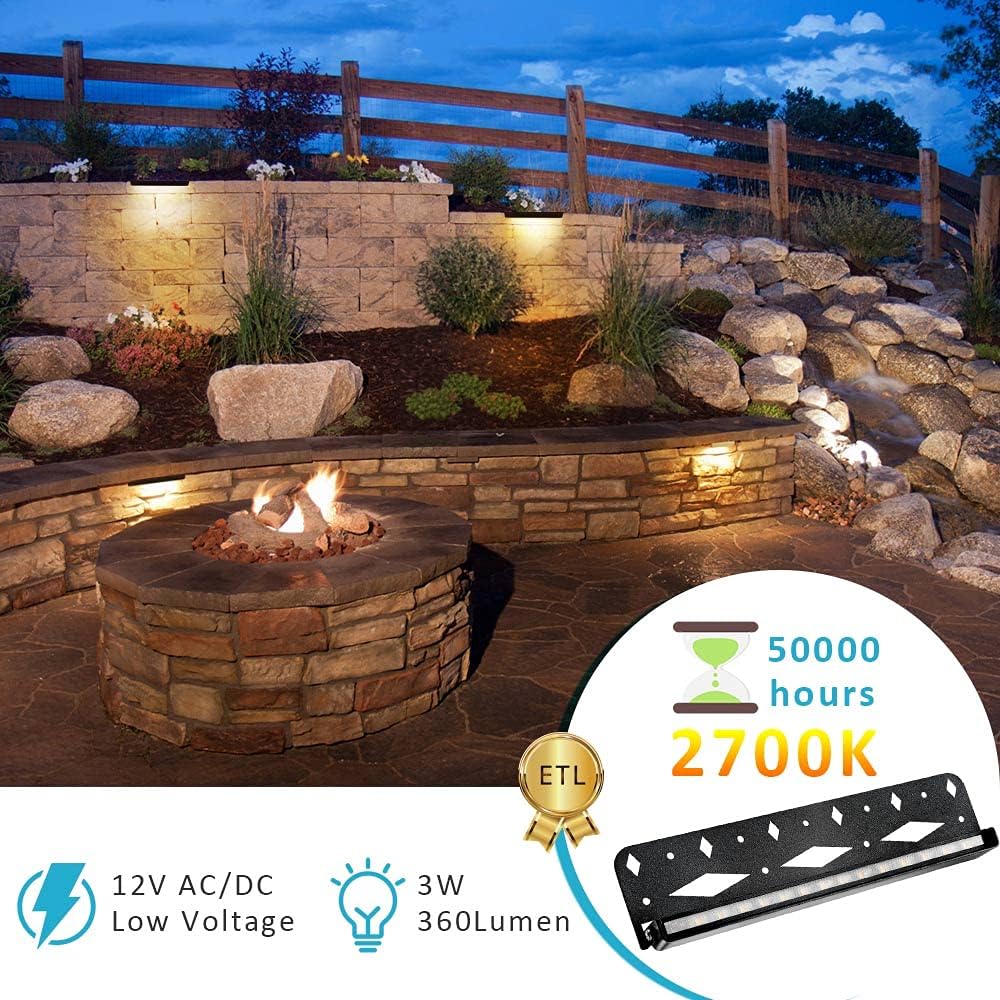 12V Low Voltage 3W LED Hardscape Lighting 8-Pack Q71490