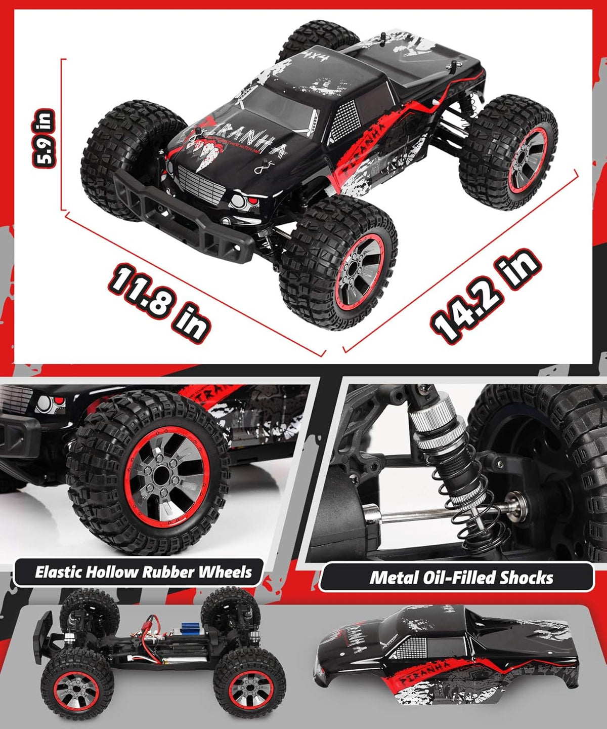 1:10 Scale 4WD Off Road RC Monster Truck with 2 Battery E728144