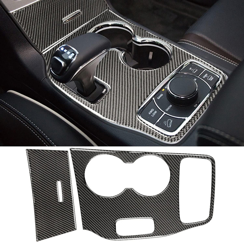 Real Carbon Fiber Black Cup Holder Center Console Trim J6194