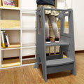 White Height Adjustable Wooden Toddler Step Stool J3142