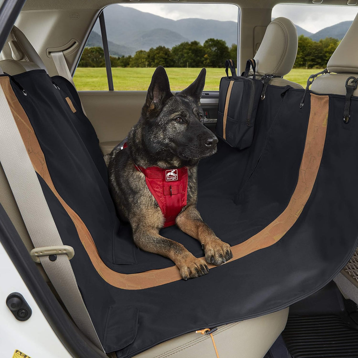 Khaki Water-Resistant Dog Hammock Seat Cover Y159