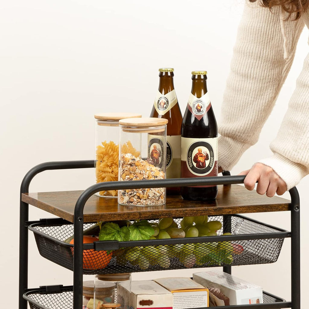 5 Tier Rolling Cart with Mesh Drawers and Wheels K9848