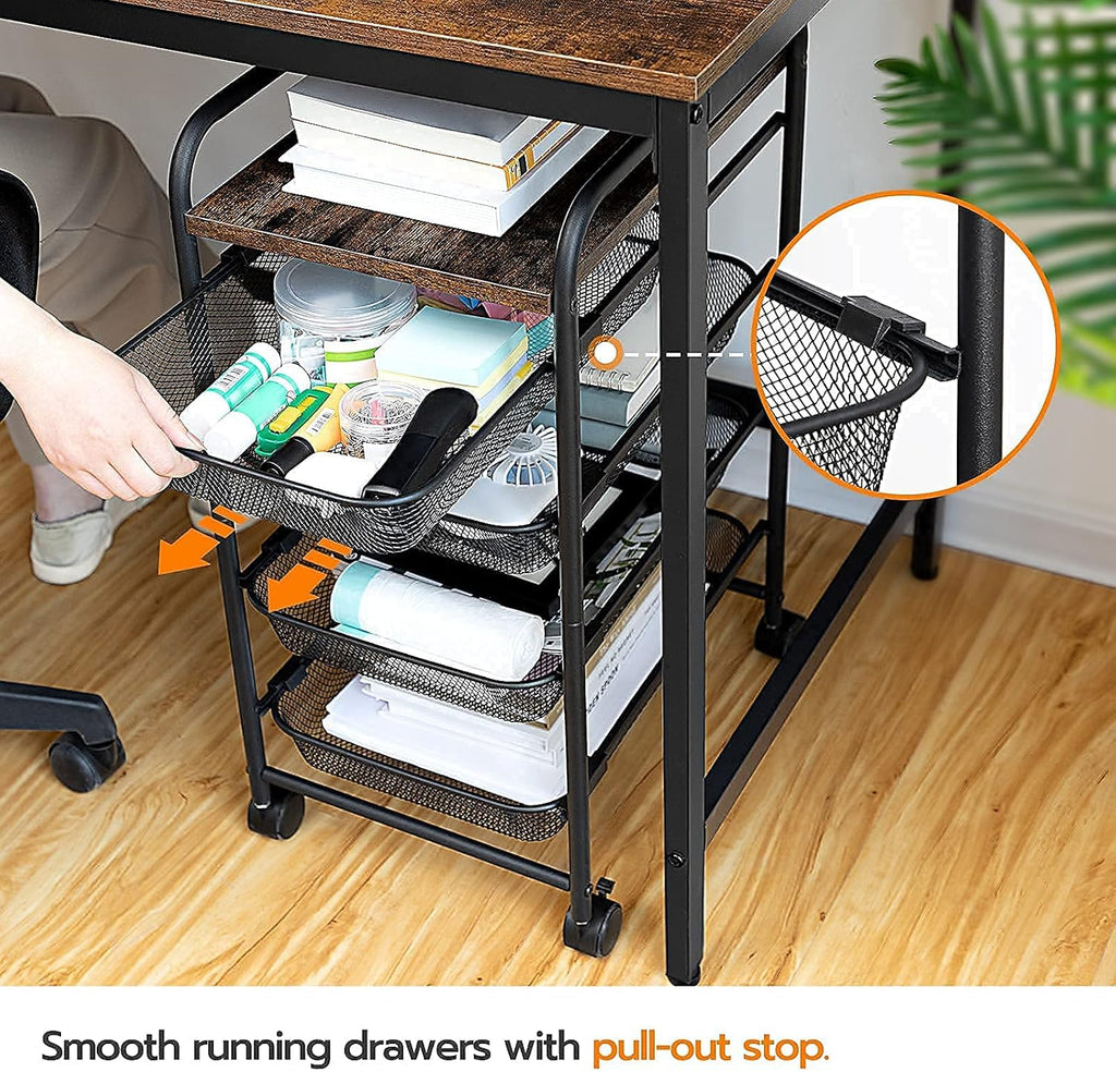 5 Tier Rolling Cart with Mesh Drawers and Wheels K9848