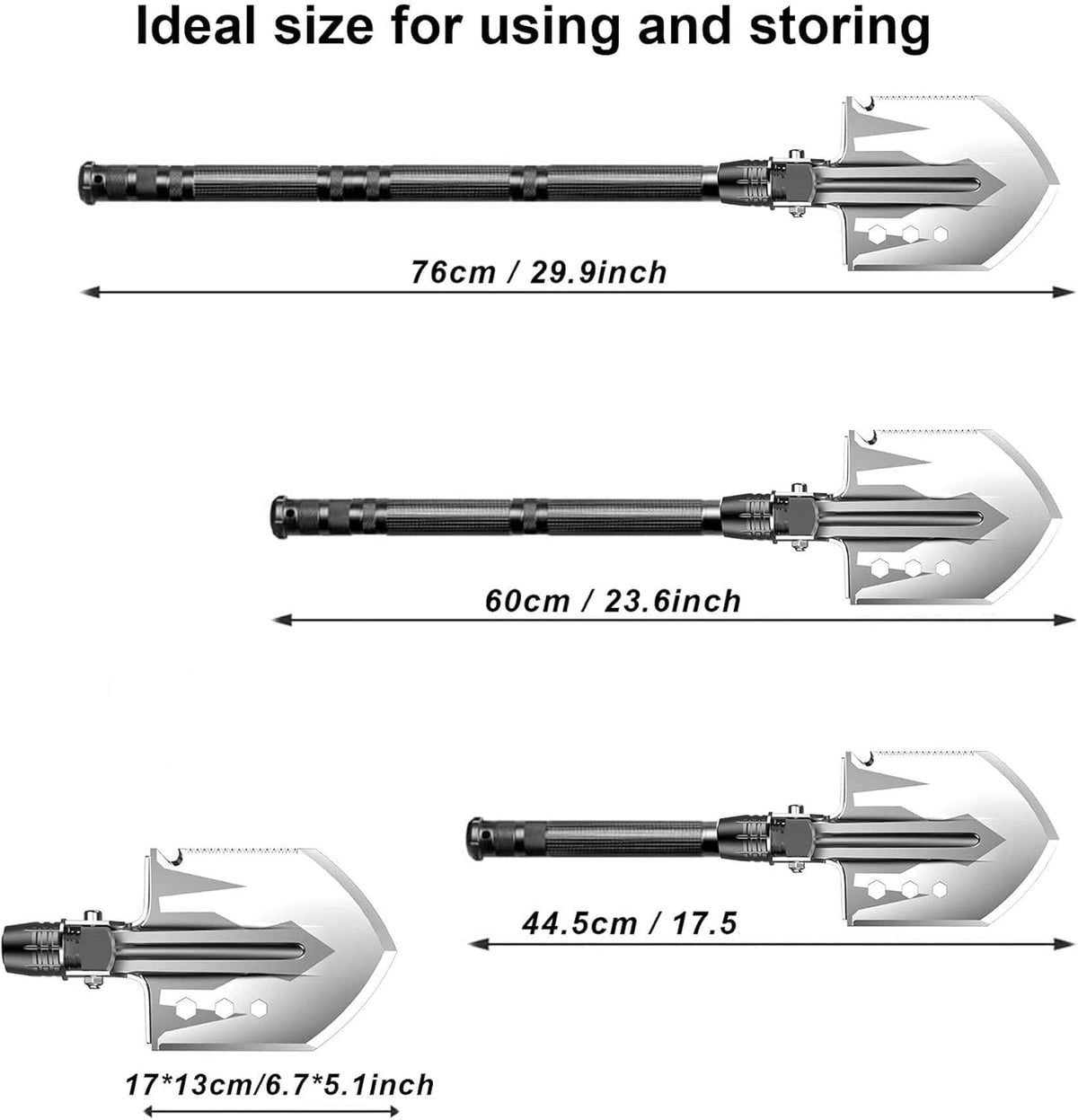 Foldable High Carbon Steel Tactical Shovel with Adjustable Tube R565073