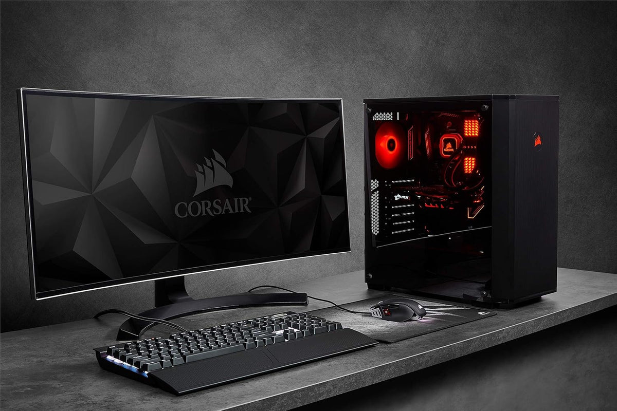 Black Tempered Glass Mid-Tower ATX Gaming Case X545213