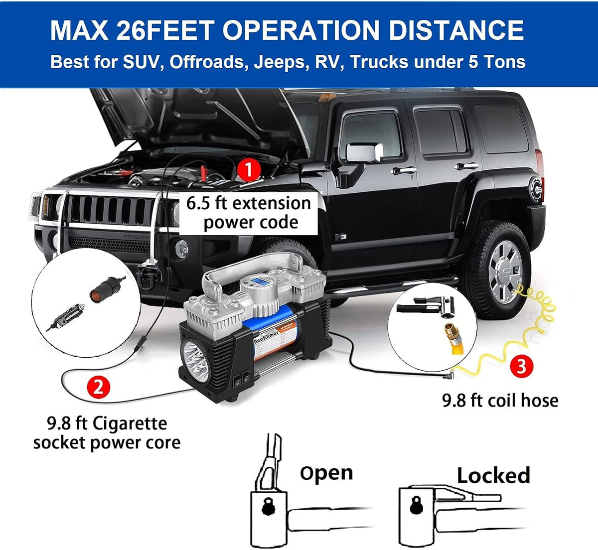 Portable Air Compressor 12Volt 120PSI Digital Tire Pump with Pressure Gauge B53204