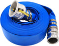 2 x 50' Blue PVC Lay-Flat Discharge Hose with Camlock Fittings F726