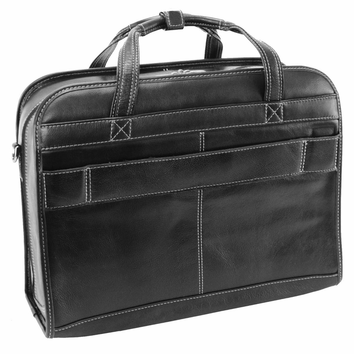 Black Leather Detachable Wheeled Laptop Case K174623