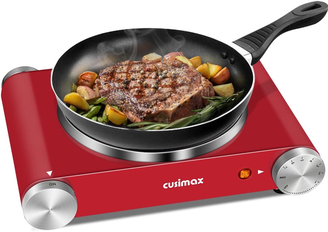 Double Burner 1800W Electric Hot Plate Cast Iron Black Stainless Steel O700090