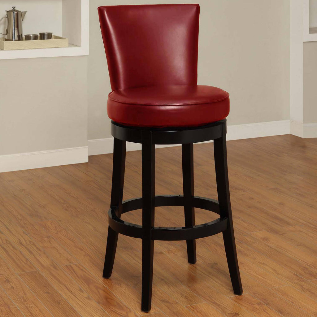 Red Bicast Leather Swivel Bar Stool U594