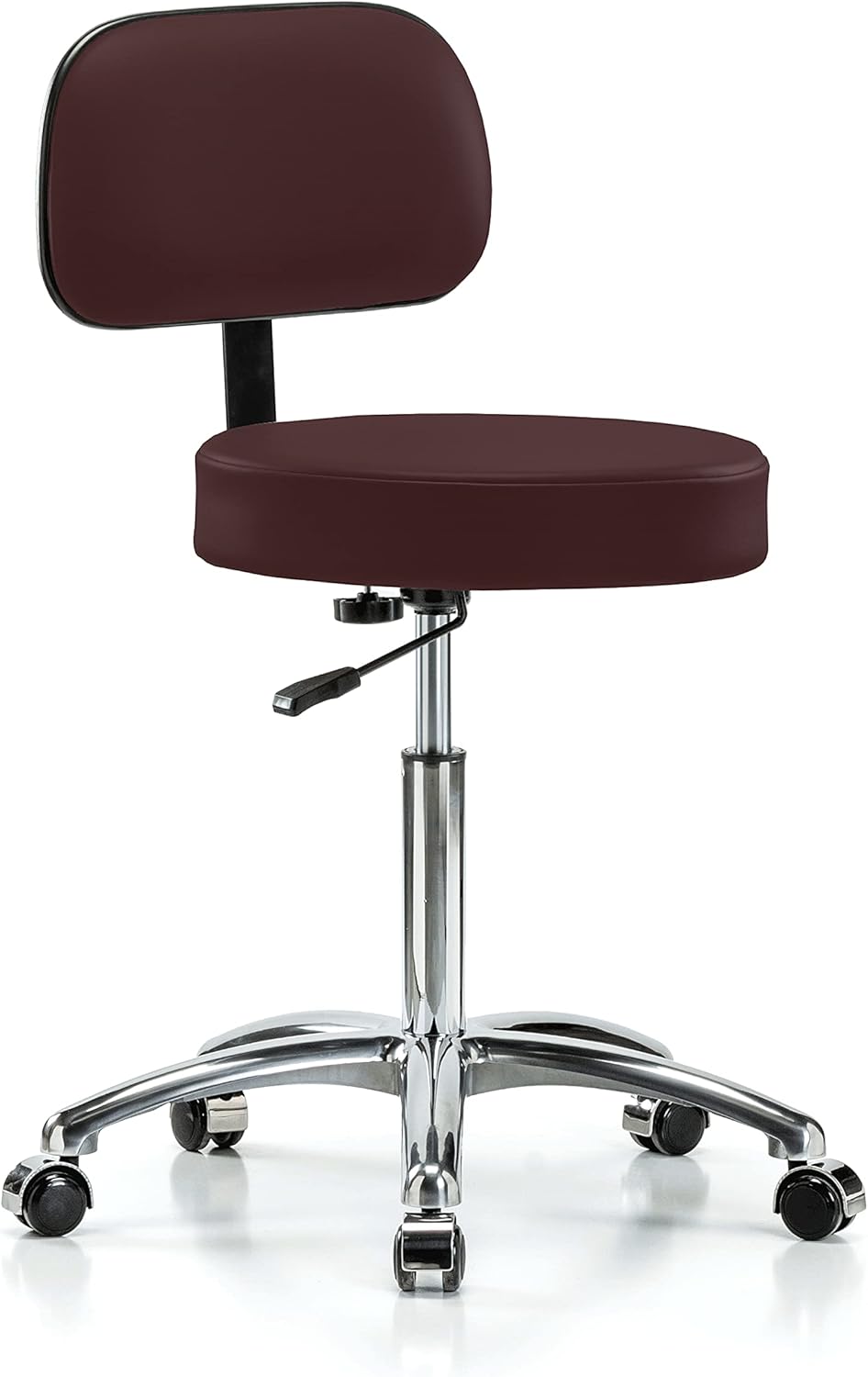 Chrome Height Adjustable Exam Stool with Back S323