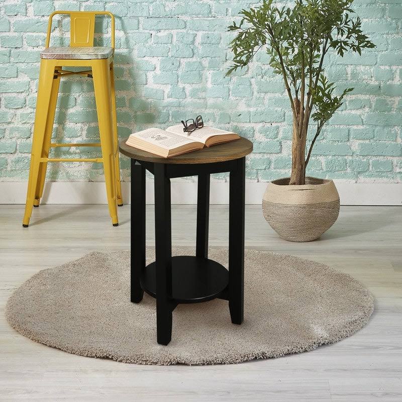 Round End Table with Solid Red Oak Top T802