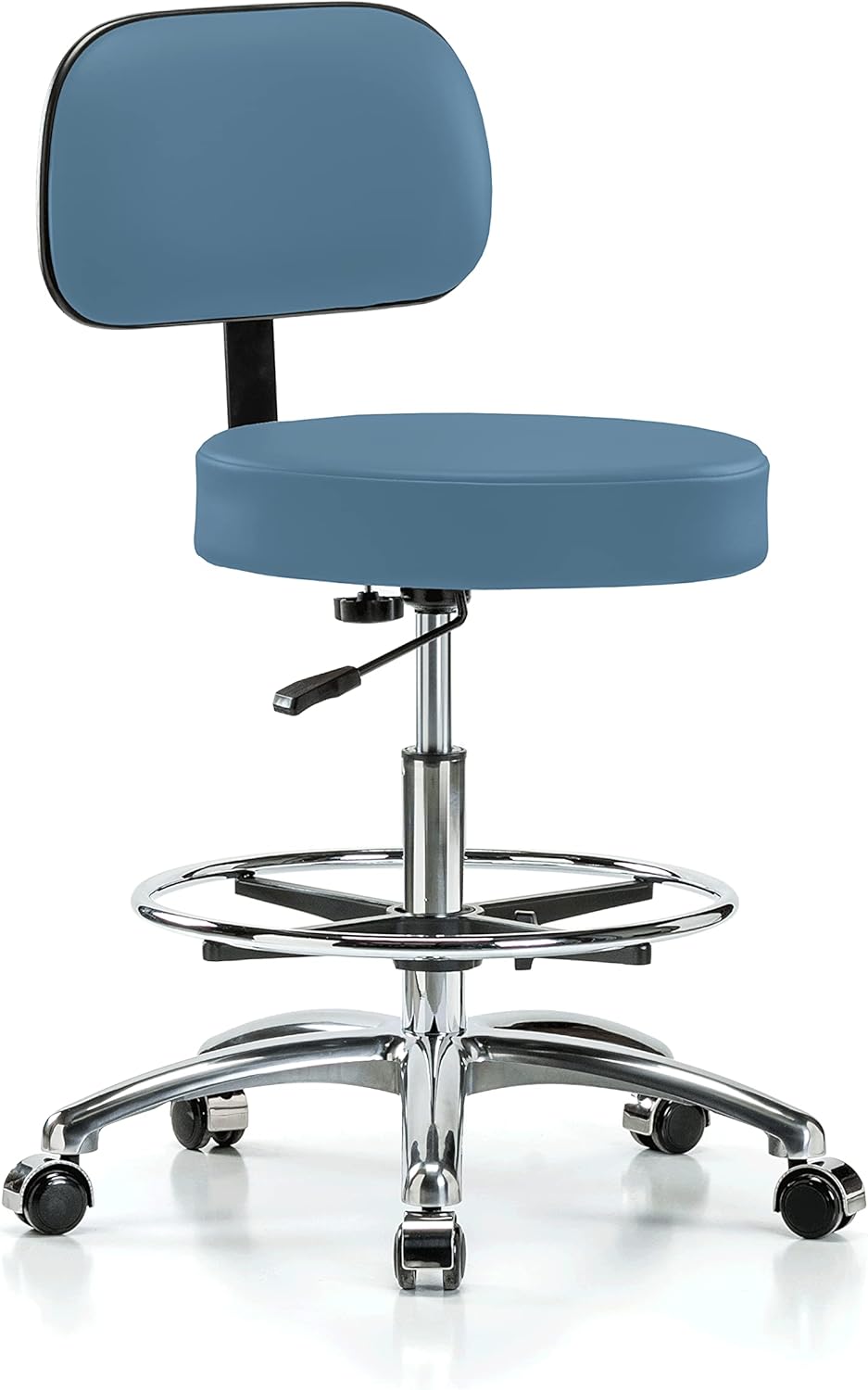 Chrome Height Adjustable Exam Stool with Back S323