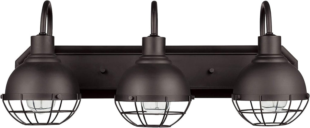 Brushed Nickel Metal Vanity Light with Cage Shades V897
