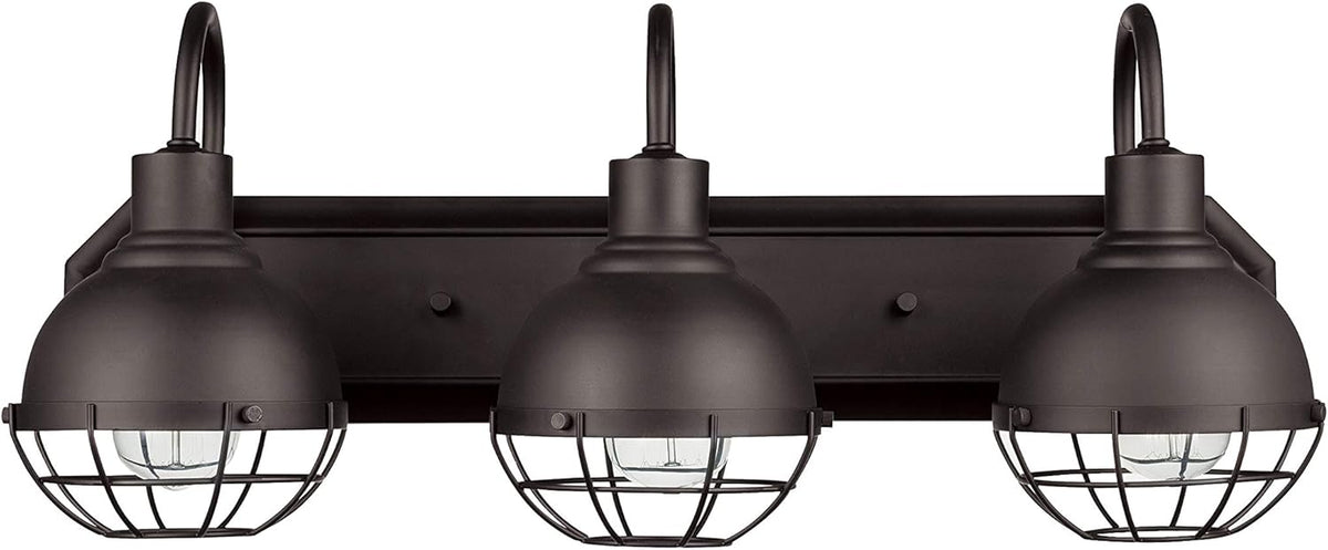 Brushed Nickel Metal Vanity Light with Cage Shades V897