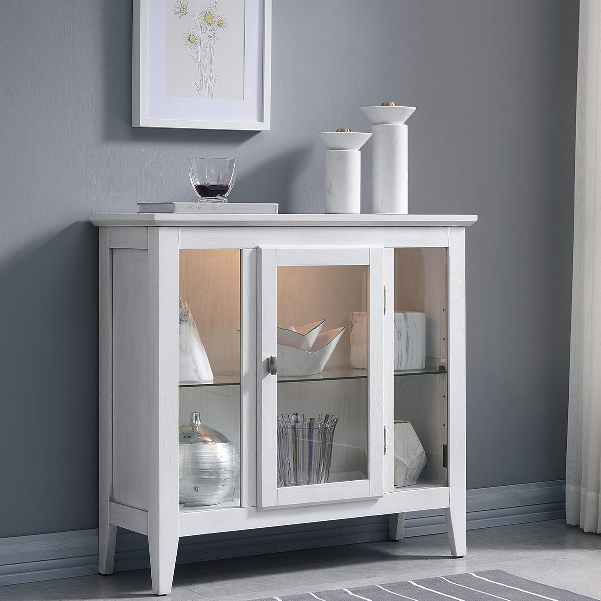 Weathered White Curio Cabinet C813