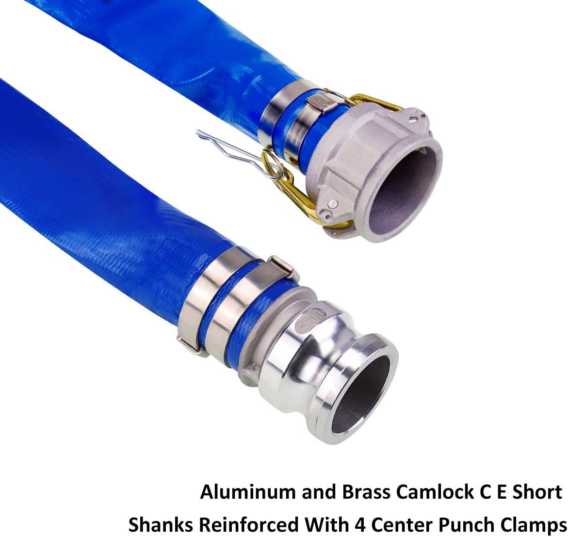 2 x 50' Blue PVC Lay-Flat Discharge Hose with Camlock Fittings F726