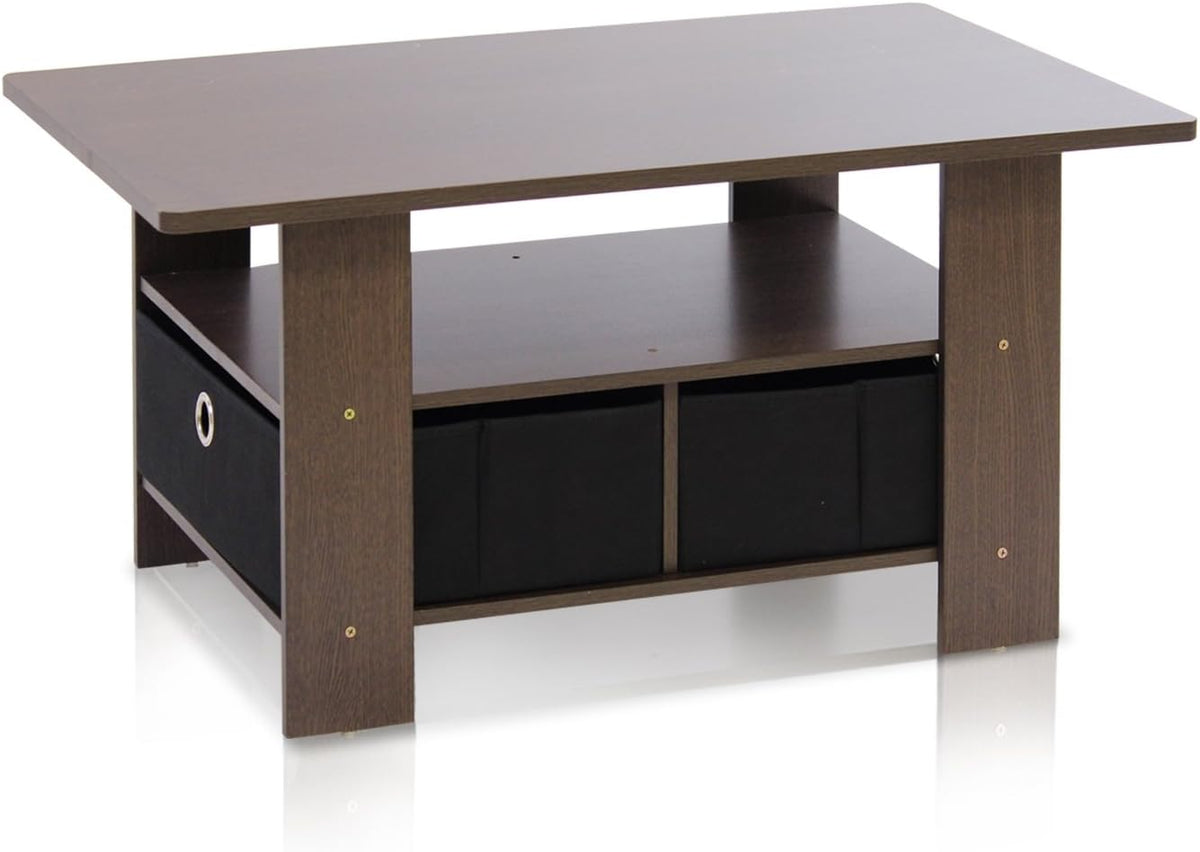 Americano Medium Brown Coffee Table and End Table with Bin Drawer Z21393