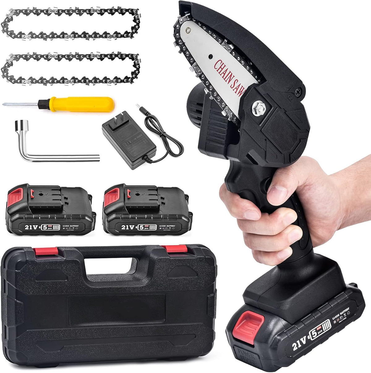 Cordless Electric Mini Chainsaw with 2 Batteries M81744