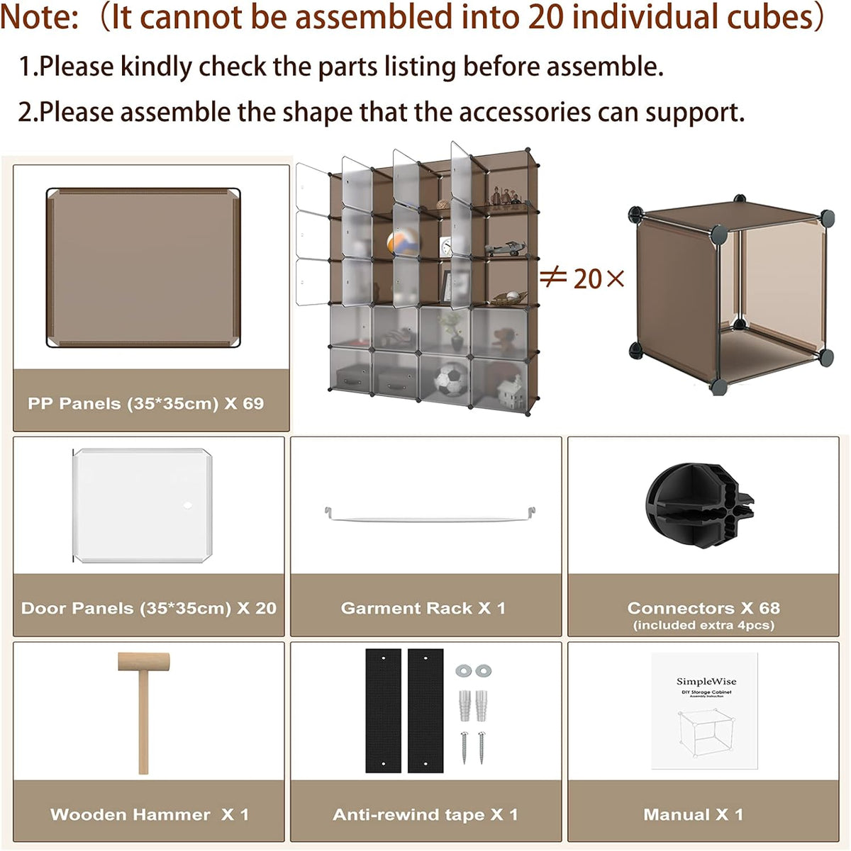 20 Cube Plastic Storage Organizer N4664