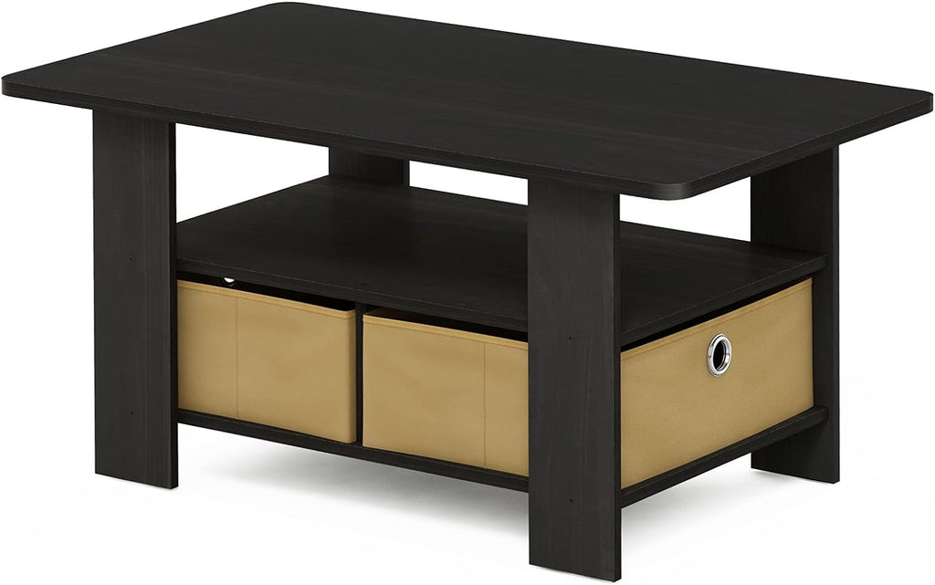 Americano Medium Brown Coffee Table and End Table with Bin Drawer Z21393