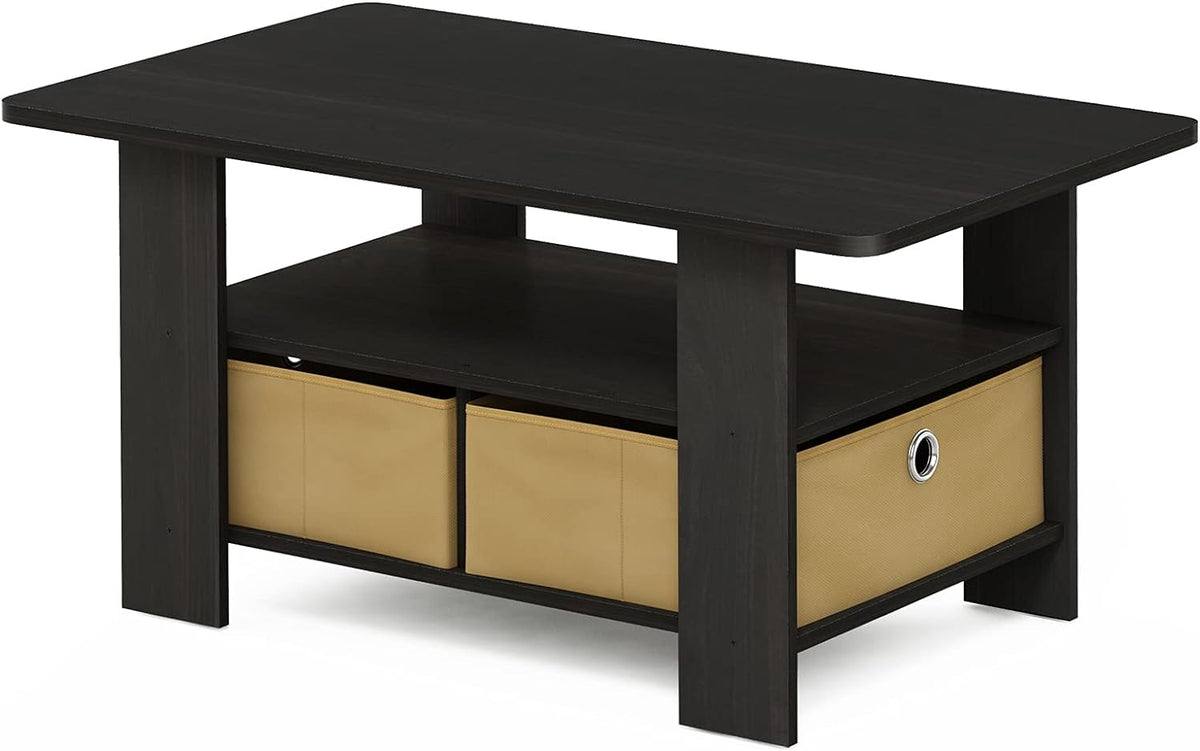 Americano Medium Brown Coffee Table and End Table with Bin Drawer Z21393
