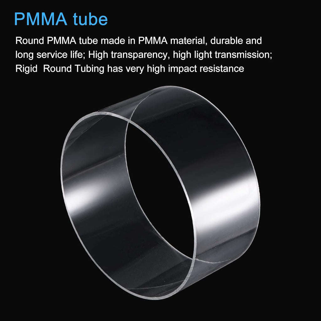 Clear Acrylic Rigid Round Tube 8.4 ID 4 Length Pack of 2 H1548
