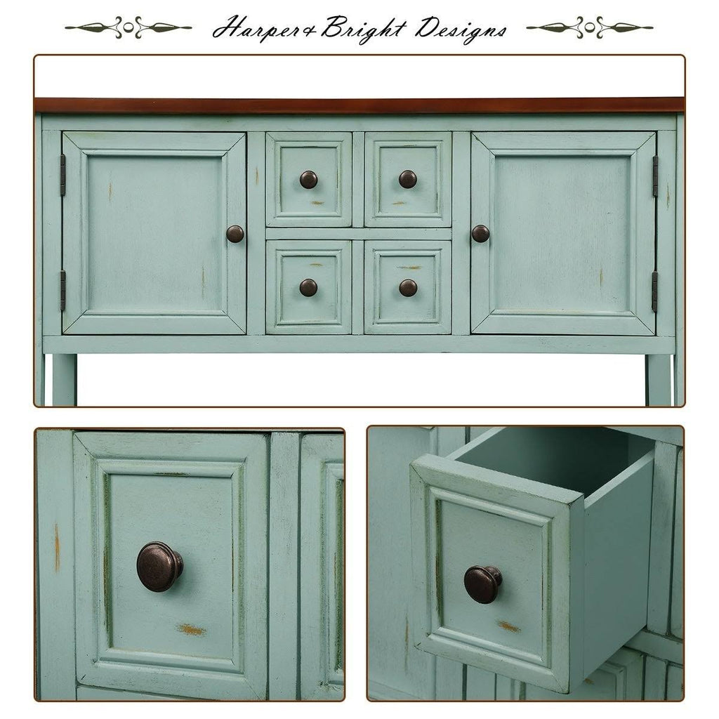 Dark Blue Sideboard Console Table with Bottom Shelf O72933