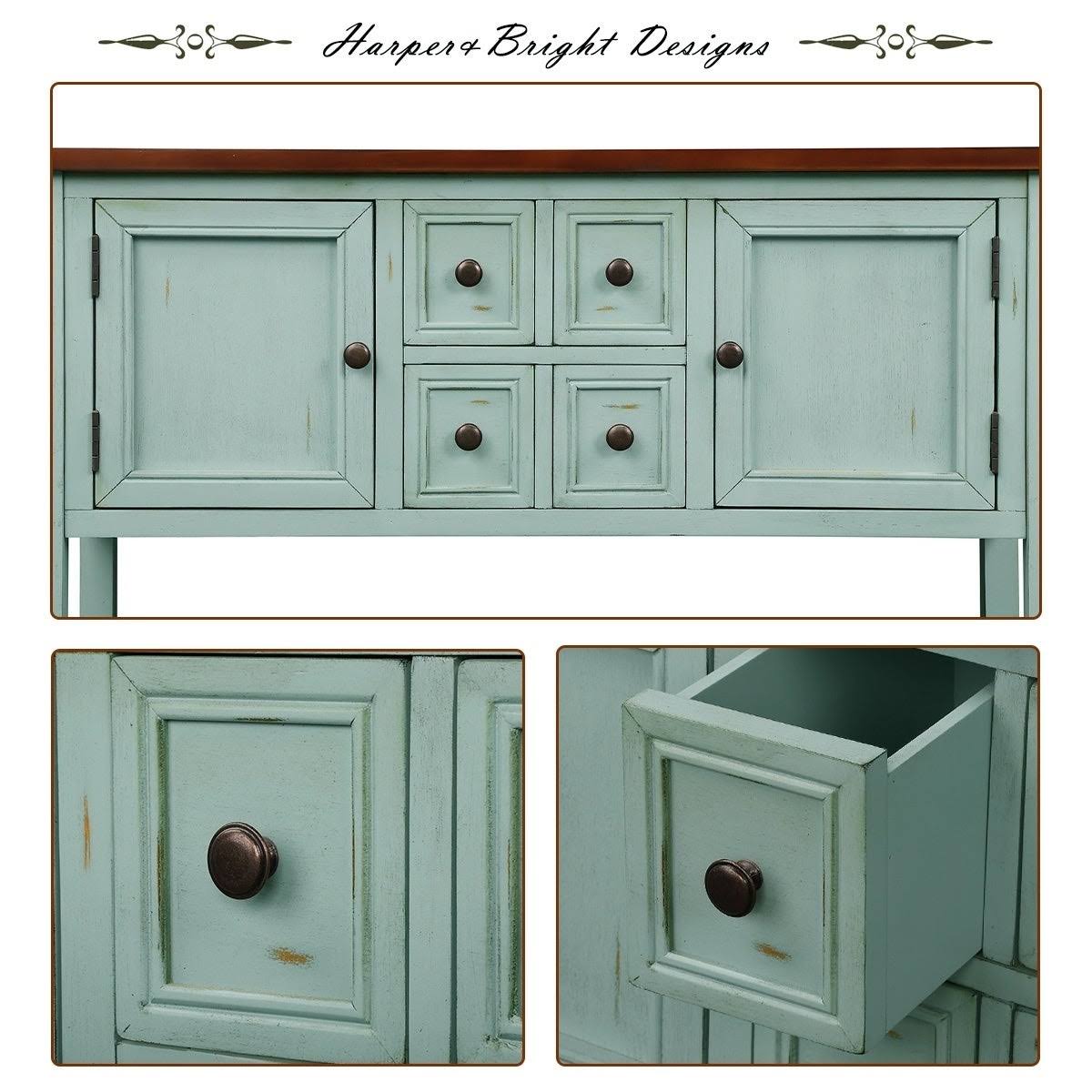 Dark Blue Sideboard Console Table with Bottom Shelf O72933