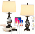 Table Lamp Set of 2, 3 Way Dimmable Touch with Dual USB Ports and AC Outlet P40251