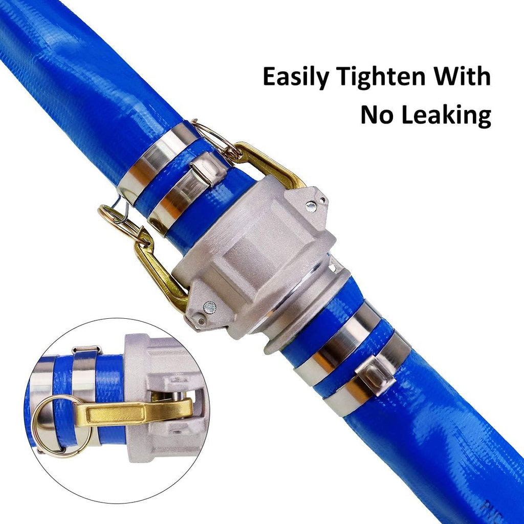 2 x 50' Blue PVC Lay-Flat Discharge Hose with Camlock Fittings F726