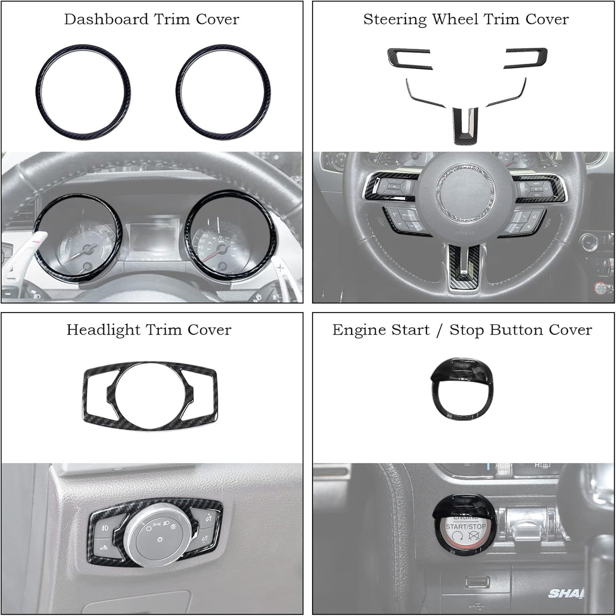 20 PCS Carbon Fiber Grain Interior Trim Cover Kit U613336