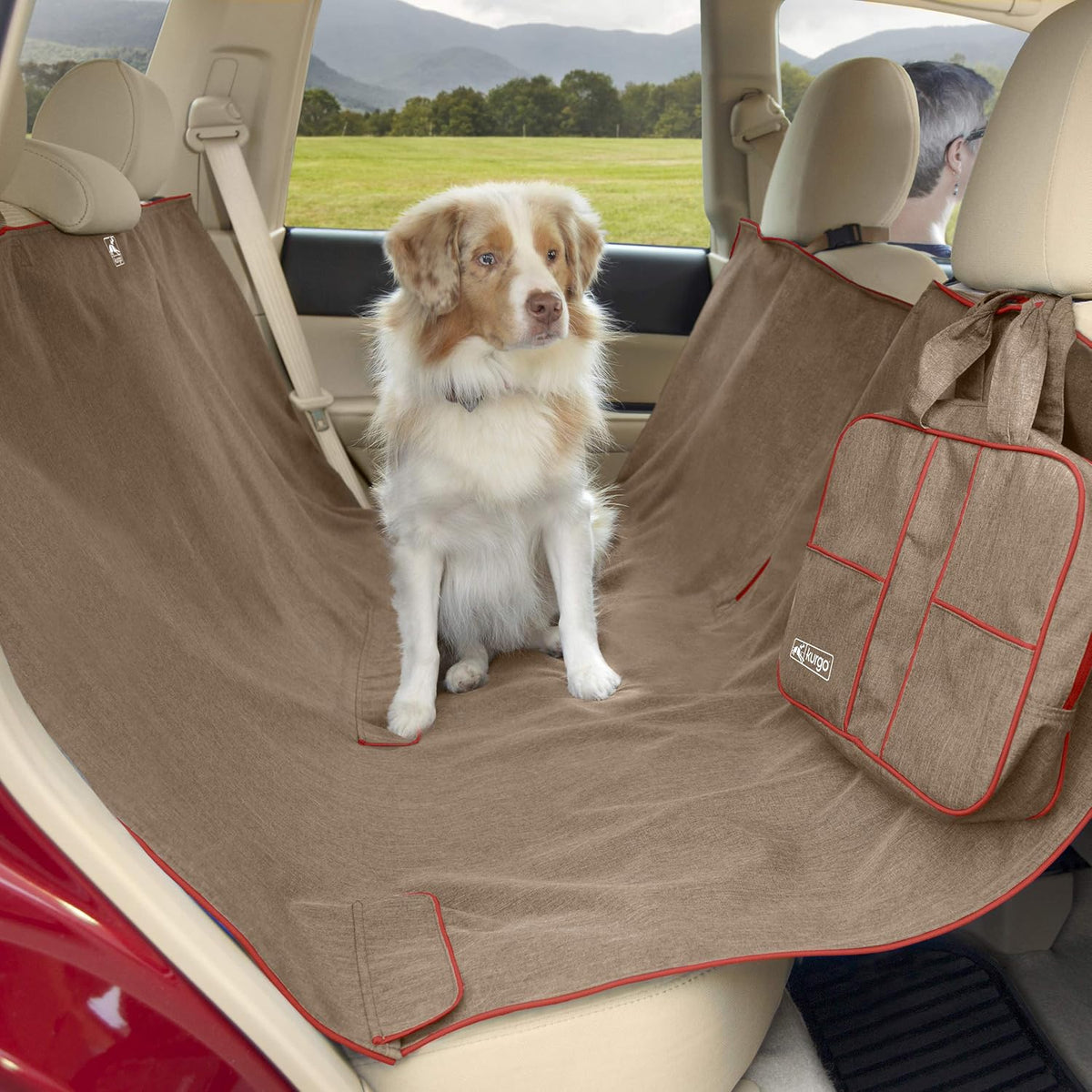 Khaki Water-Resistant Dog Hammock Seat Cover Y159