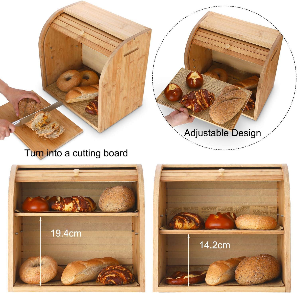 Bamboo 2 Layer Bread Box A87408