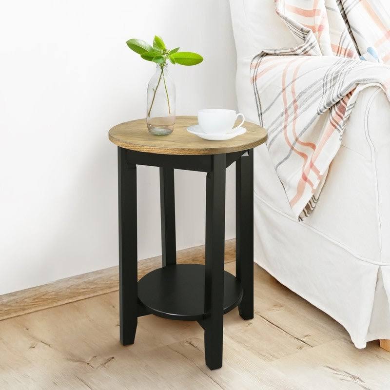 Round End Table with Solid Red Oak Top T802