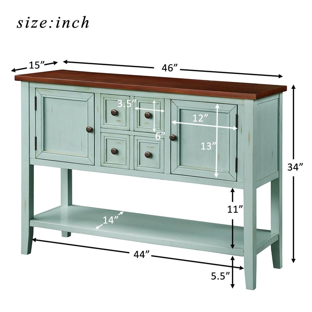 Dark Blue Sideboard Console Table with Bottom Shelf O72933