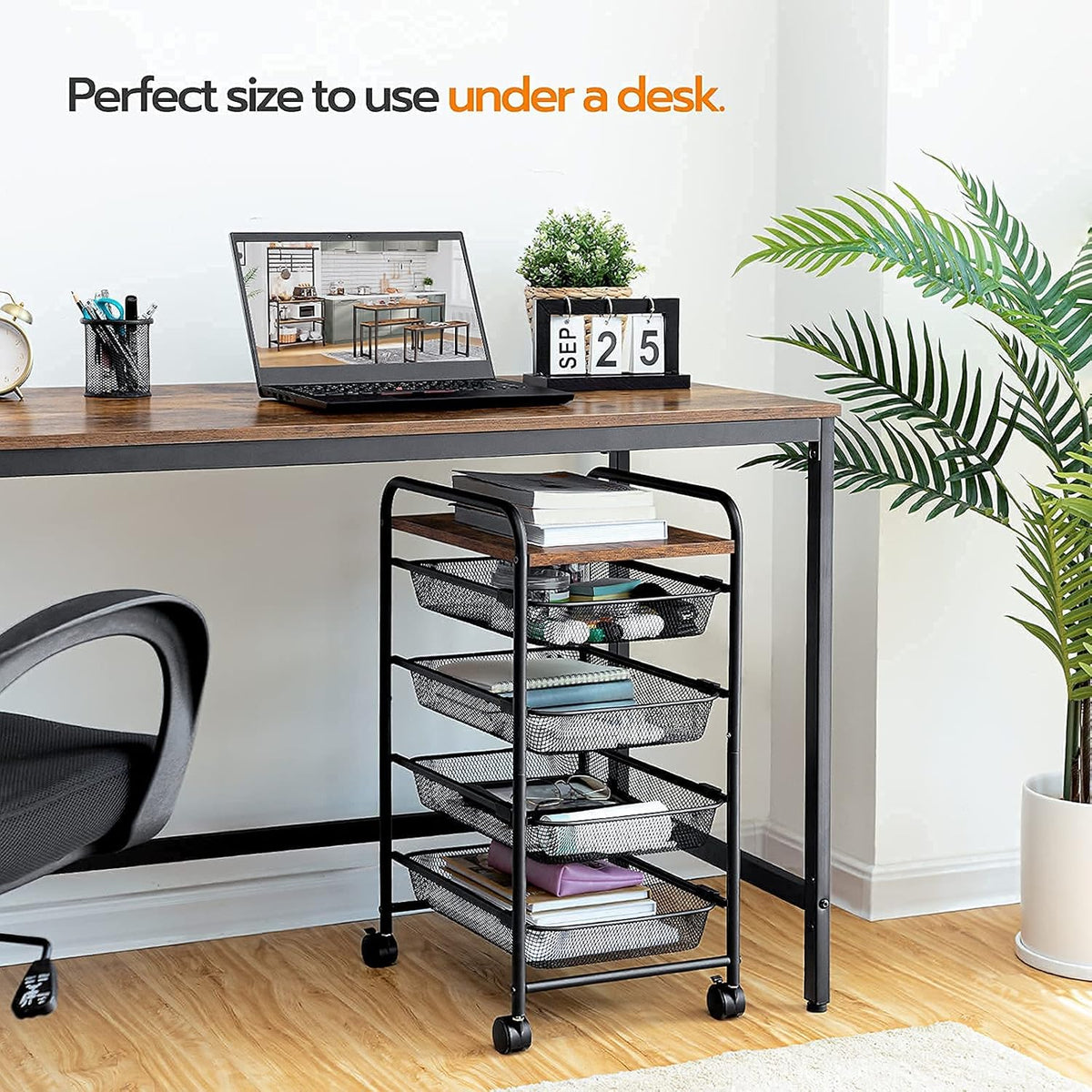 5 Tier Rolling Cart with Mesh Drawers and Wheels K9848
