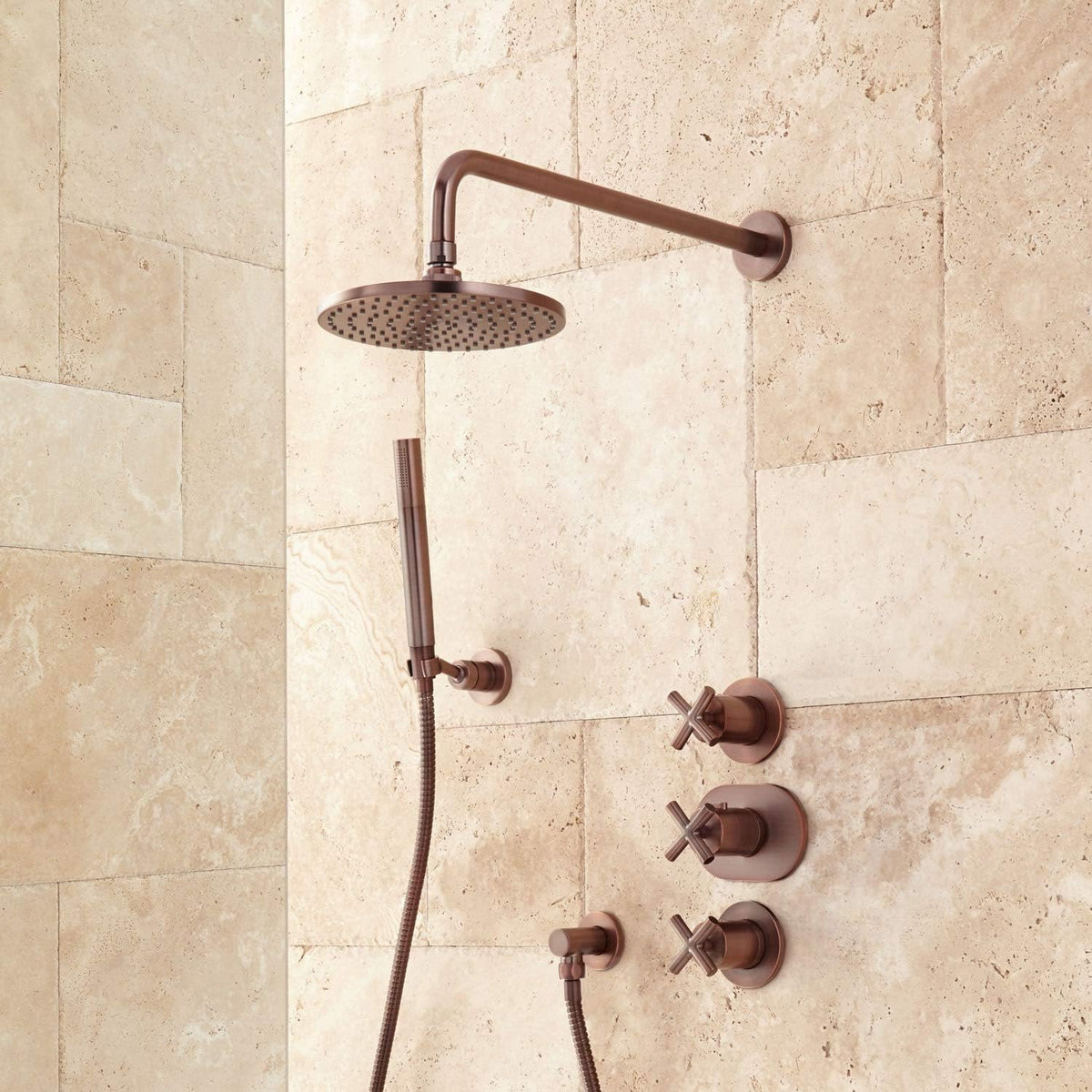 Thermostatic Shower System with Rainfall Shower Head and Hand Shower B75794