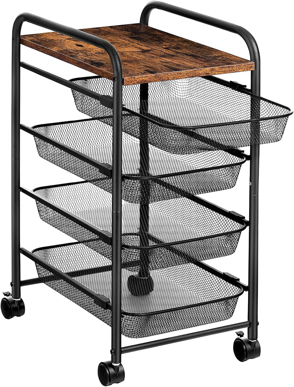 5 Tier Rolling Cart with Mesh Drawers and Wheels K9848